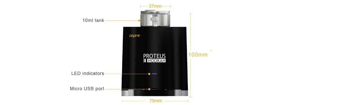 Aspire Proteus E-hookah Kit parameters