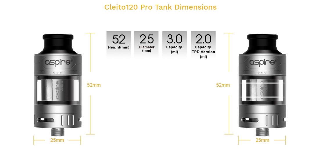 Aspire Cleito 120 Pro Tank Parameter