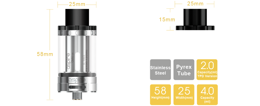 Aspire Cleito 120 Tank parameters