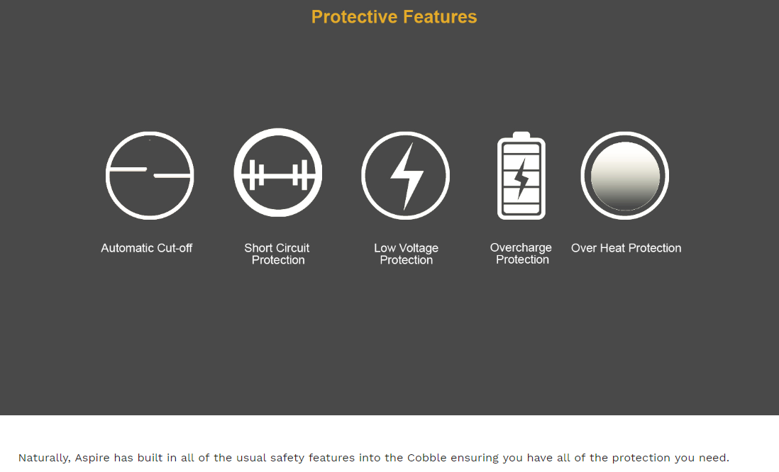 Aspire Cobble AIO Protection Features