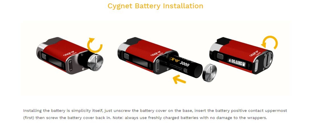 Aspire Cygnet Battery Installation