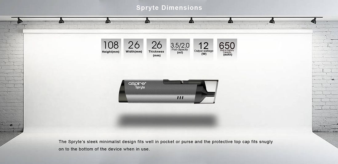 Aspire Spryte Mod Dimensions