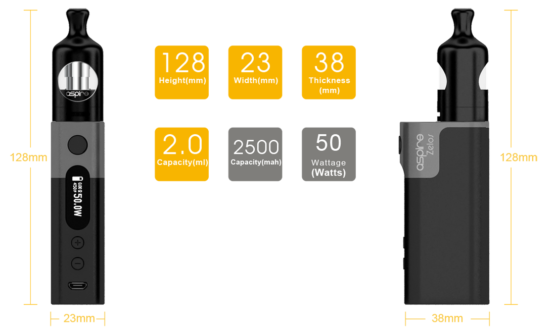 Aspire Zelos 50W Kit parameter