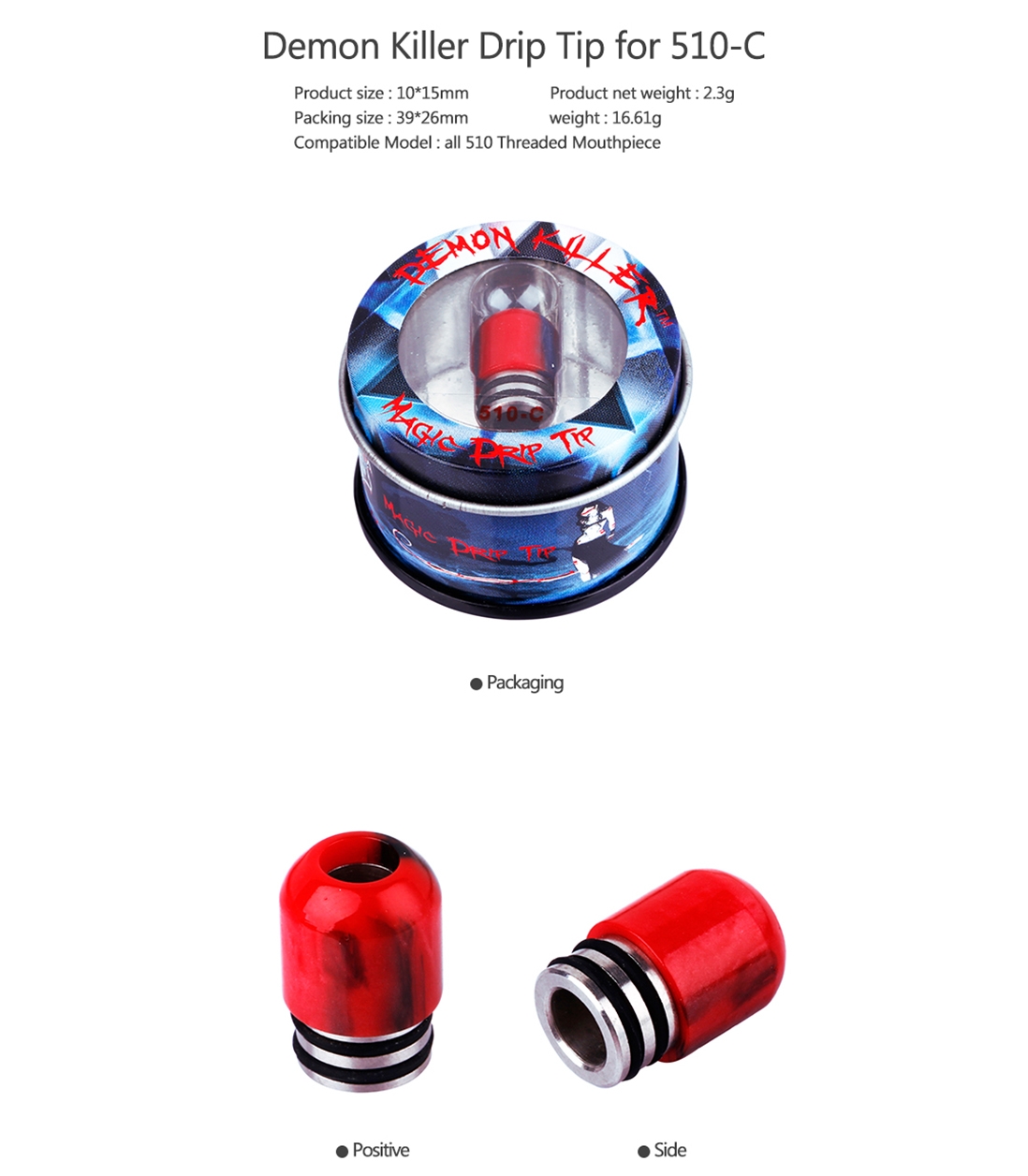 Demon Killer 510-C Resin Drip Tip Parameter