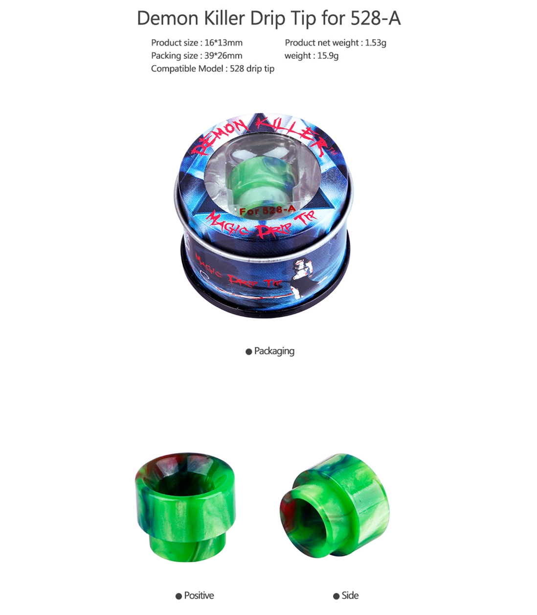 Demon Killer 528-A Resin Drip Tip Parameter