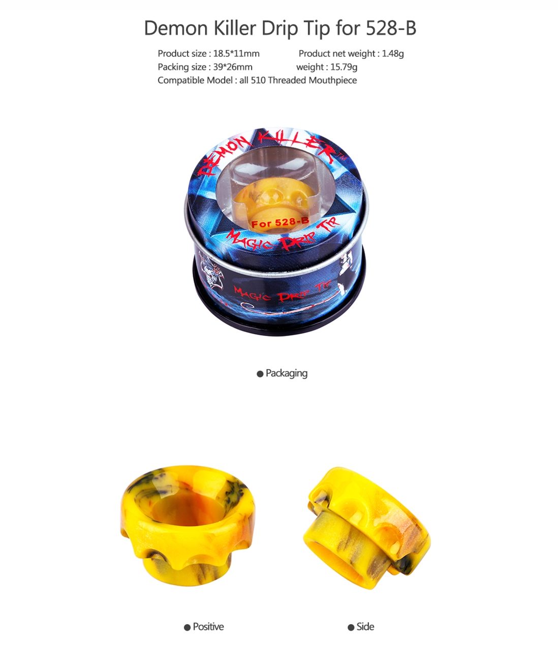 Demon Killer 528-B Resin Drip Tip Parameter