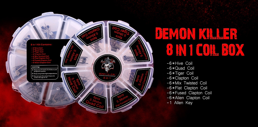 Demon Killer 8 in 1 Kanthal Prebuilt Heating Wire Packing List