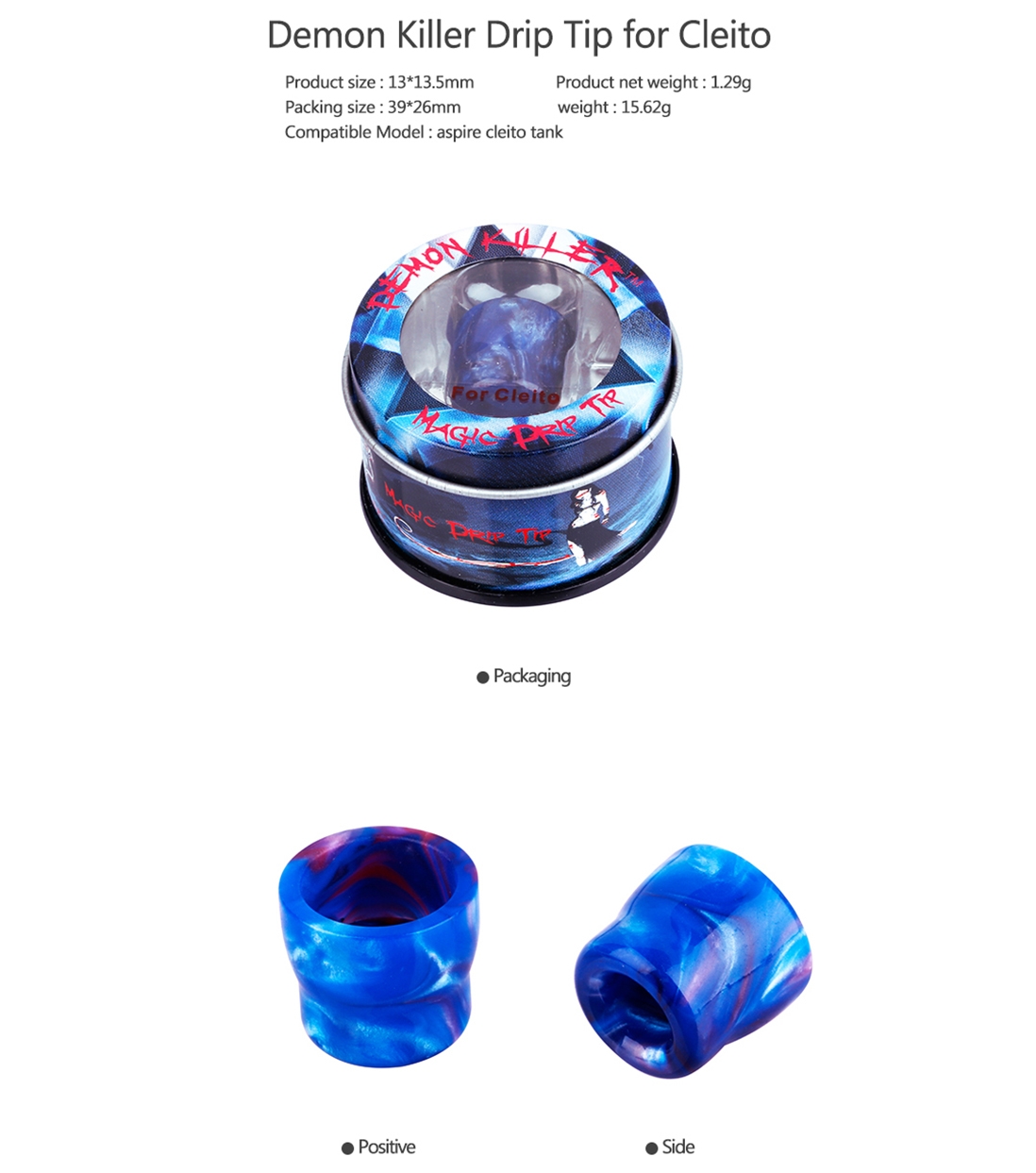 Demon Killer Cleito Resin Drip Tip Parameter