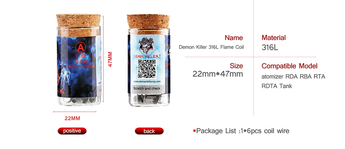 Demon Killer Flame Coil 316L Parameter