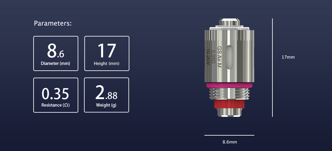 Eleaf GS Air M 0.35ohm Coil parameters