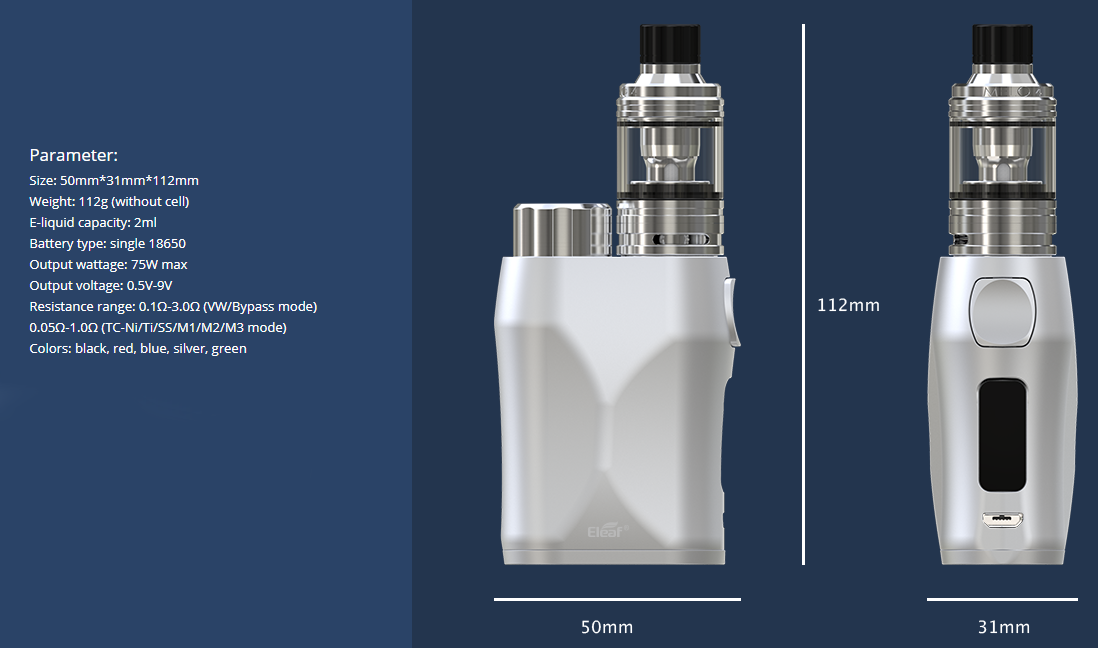 Eleaf iStick Pico X Kit with MELO 4 Tank Parameters