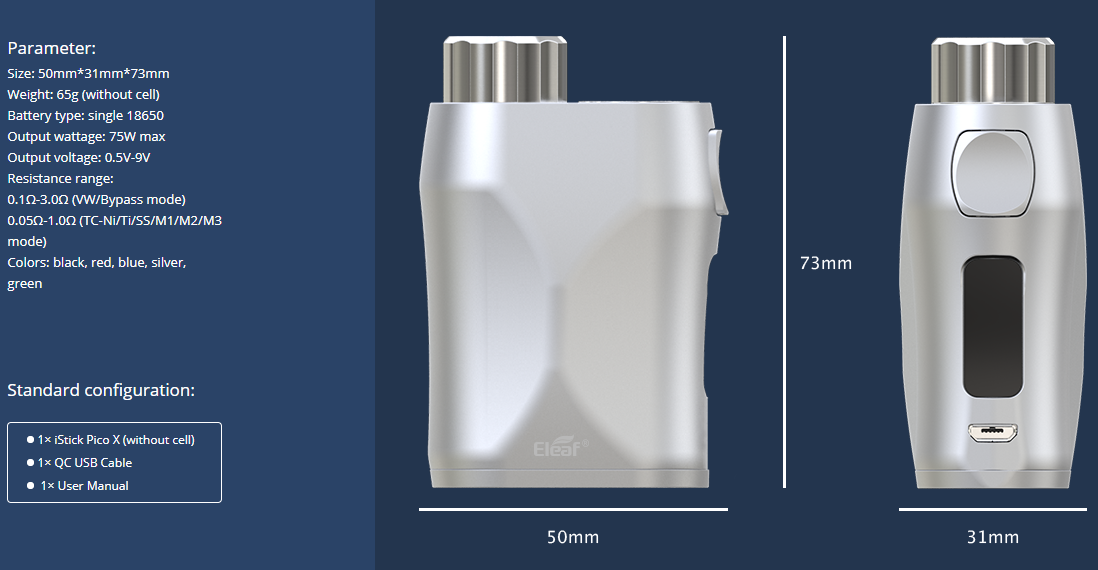 Eleaf iStick Pico X Mod Parameters