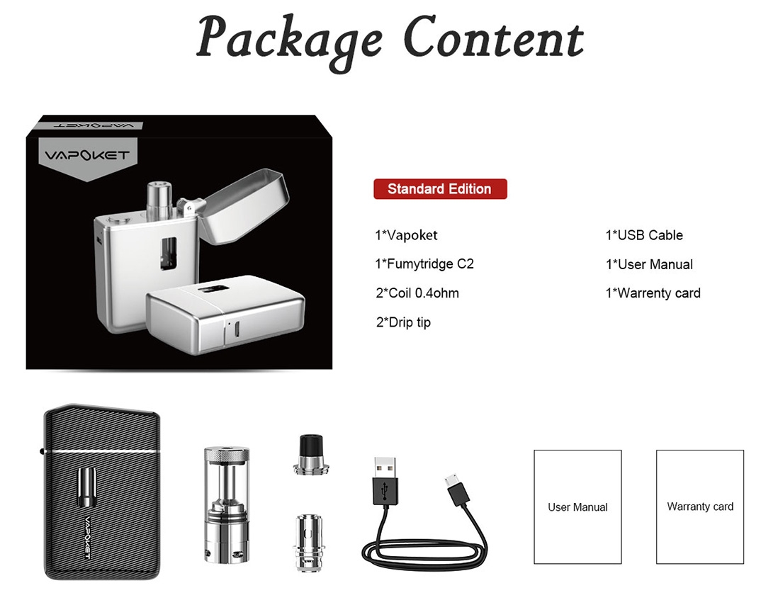 Fumytech Vapoket Kit Packing List