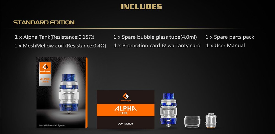 GeekVape Alpha Tank Packing List GeekVape Alpha Tank Packing List