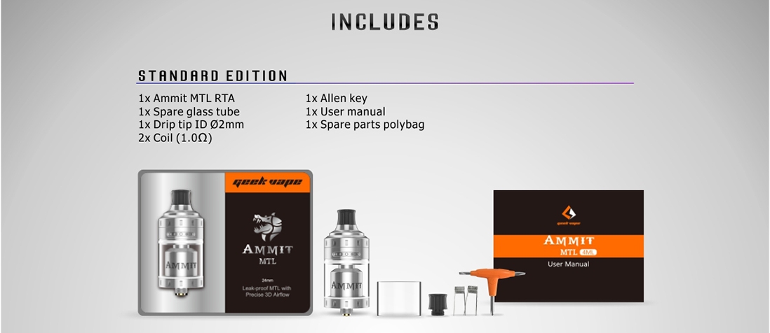Geekvape Ammit MTL RTA Packing List Geekvape Ammit MTL RTA Packing List