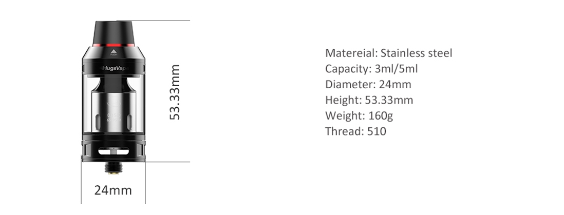 HugsVape Magician Mesh Subohm Tank Parameter