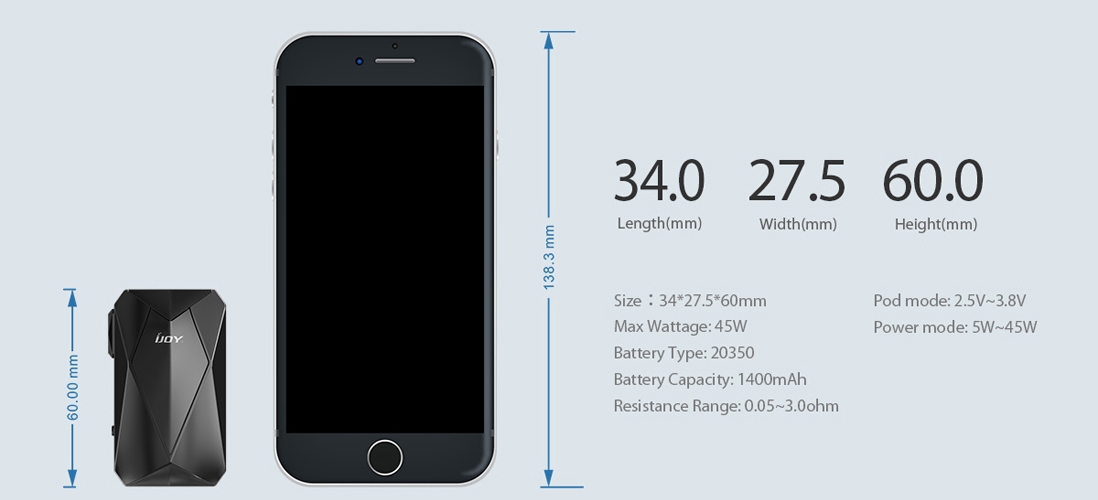 IJOY Diamond VPC Kit parameters 1