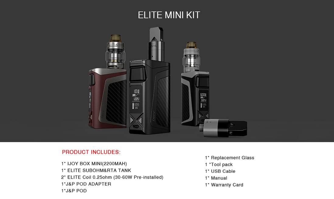 IJOY Elite Mini Starter Kit Package List