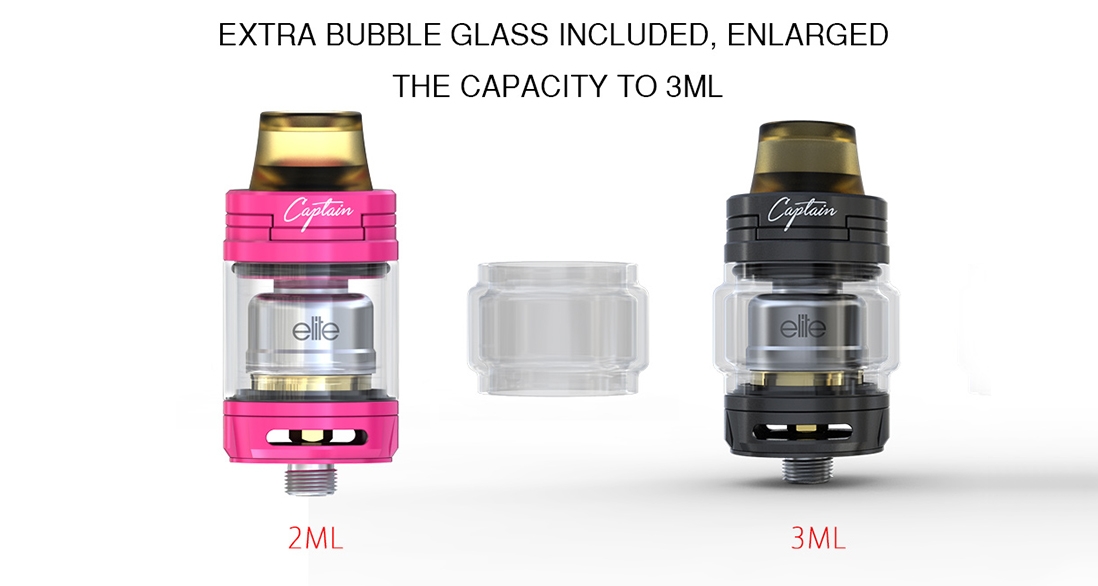 Elite Mini Kit vape tank features Extra bubble glass