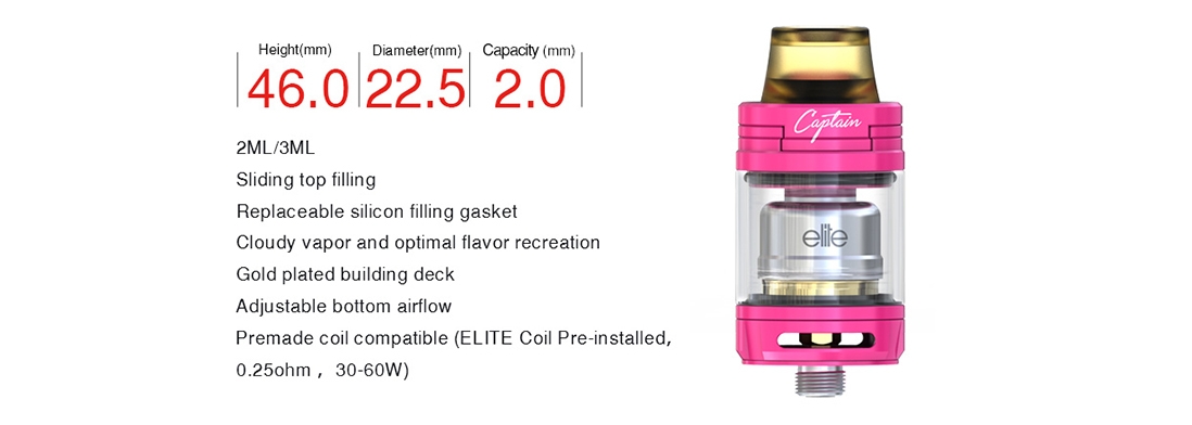 IJOY Elite Mini Kit Vape Tank Parameter