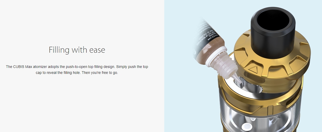 Joyetech CUBIS Max Atomizer Push-to-open Top Filling Design Joyetech CUBIS Max Atomizer Push-to-open Top Filling Design