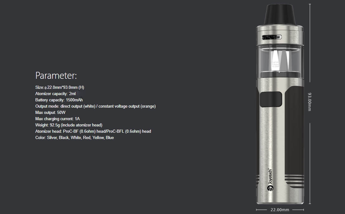 Joyetech CuAIO D22 Kit Parameter Joyetech CuAIO D22 Kit Parameter
