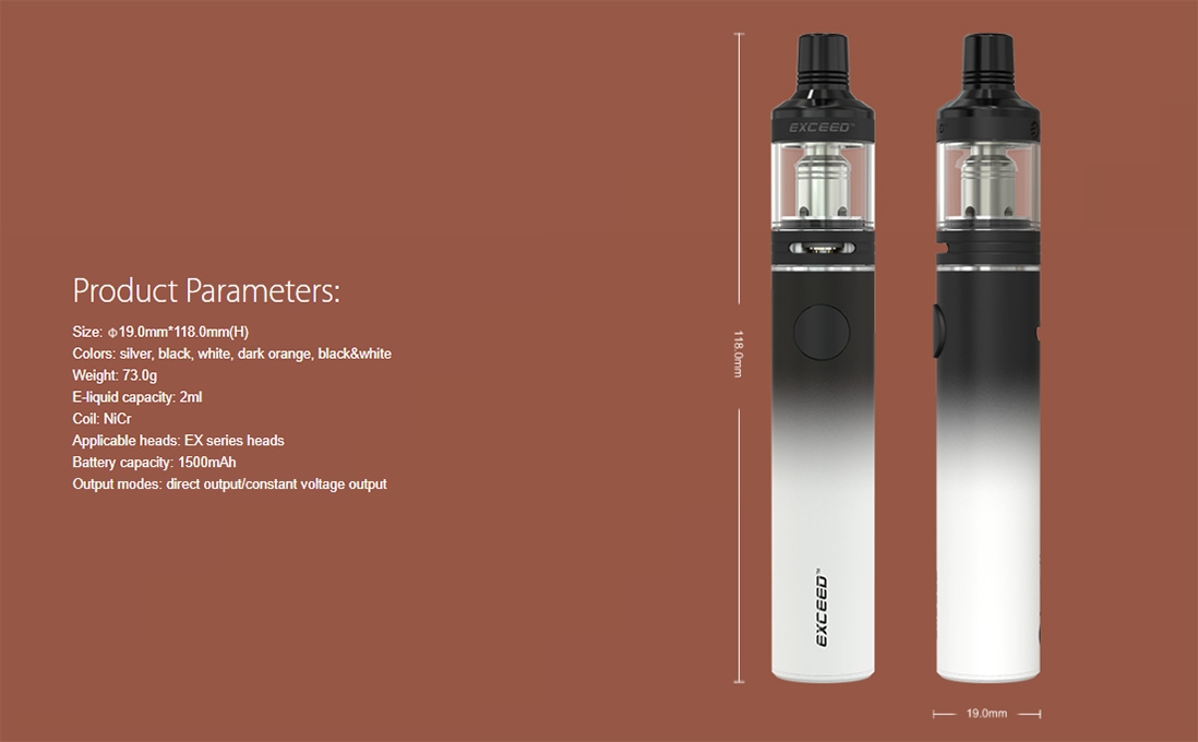 Joyetech Exceed D19 All-in-One Starter Kit Parameter