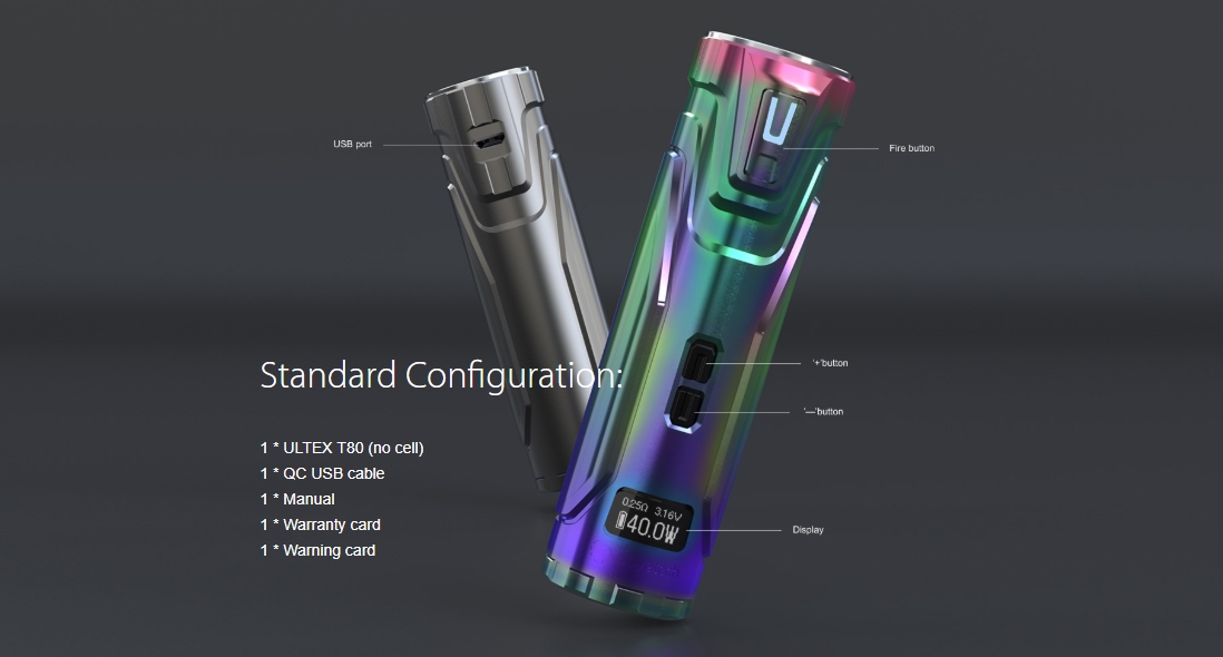 Joyetech ULTEX T80 Mod Packing List Joyetech ULTEX T80 Mod Packing List