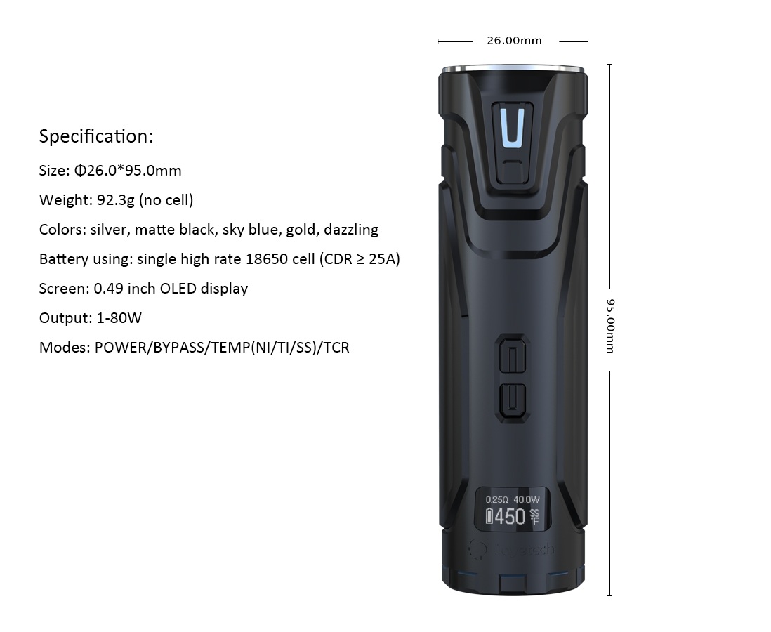 Joyetech ULTEX T80 Mod Parameter