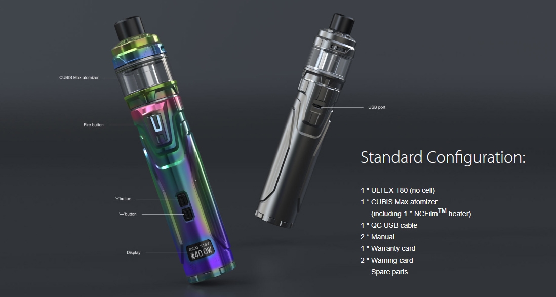 Joyetech ULTEX T80 with CUBIS Max Kit Packing List Joyetech ULTEX T80 with CUBIS Max Kit Packing List