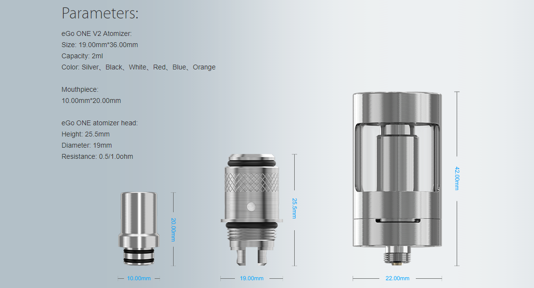 Joyetech eGo ONE V2 Atomizer Parameter