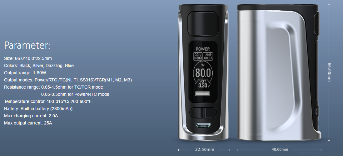 Joyetech eVic Primo Fit Mod parameters