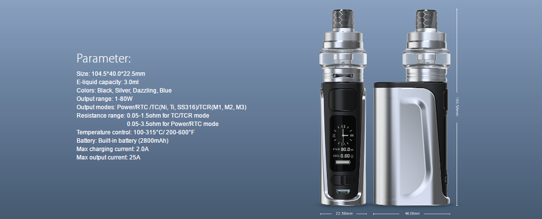 Joyetech eVic Primo Fit with Exceed Air Plus Kit parameters