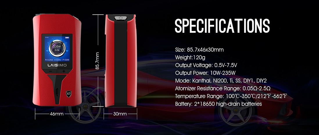 Laisimo X7 Wyvern 235W Mod Parameter