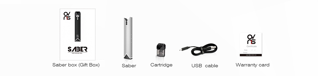 Ovns Saber Pod Vape Kit Packing List