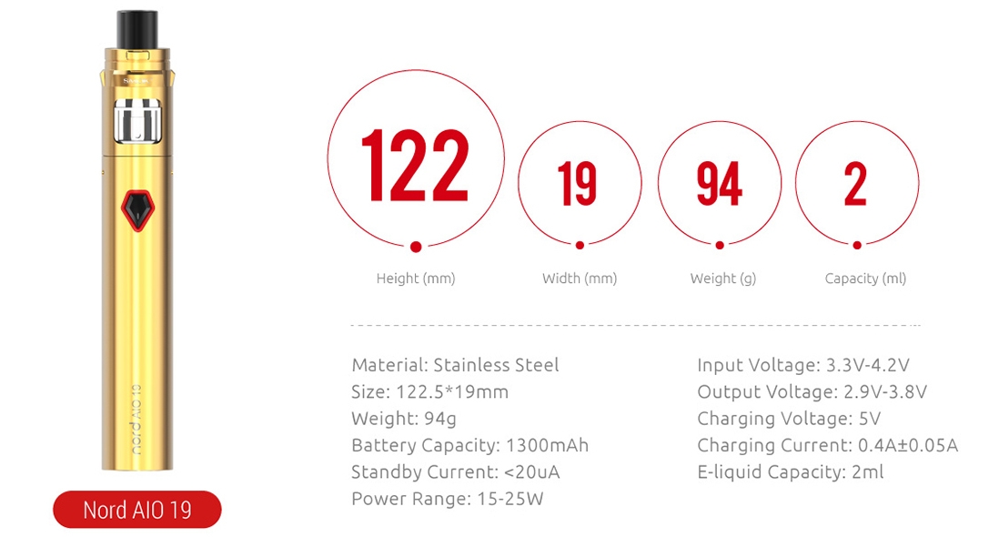 SMOK Nord AIO 19 Kit Parameters