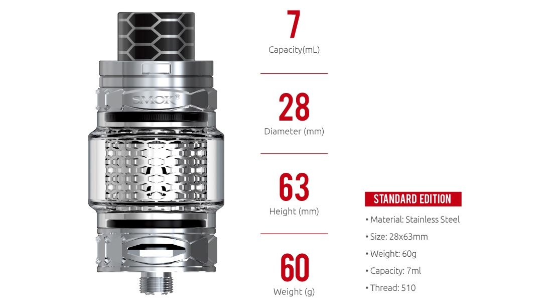 SMOK TFV12 Prince Cobra Edition Tank Parameters