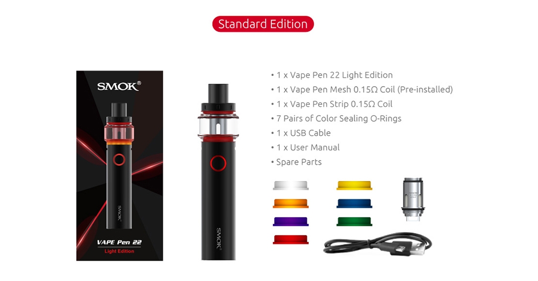 SMOK Vape Pen 22 Light Edition Kit Packing List