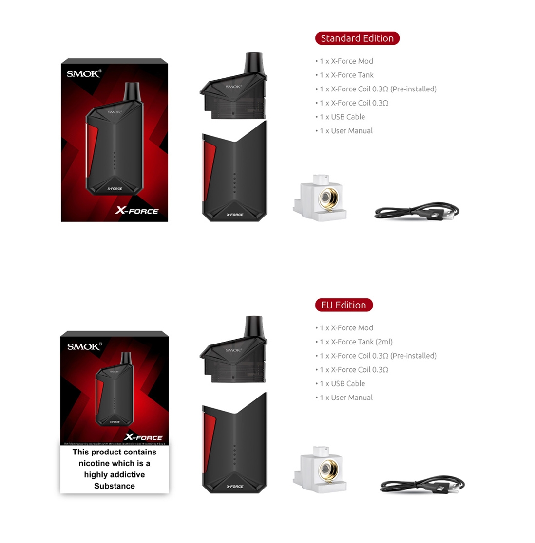 SMOK X-Force Kit Packing List