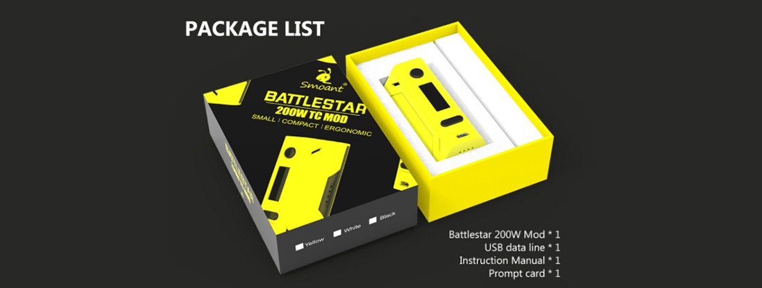 Smoant Battlestar 200W TC Box Mod Packing List