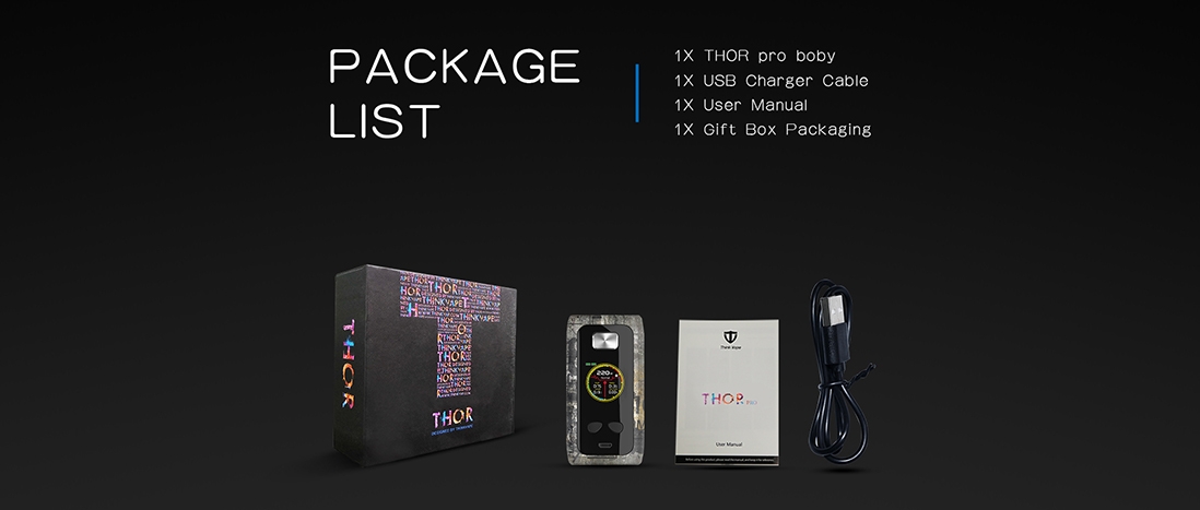 Think Vape Thor Pro Mod Packing List
