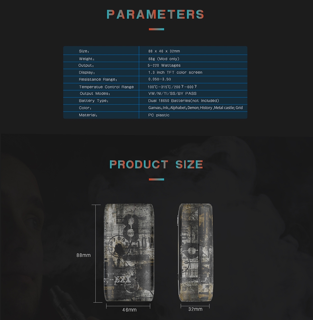 Think Vape Thor Pro Mod Parameters