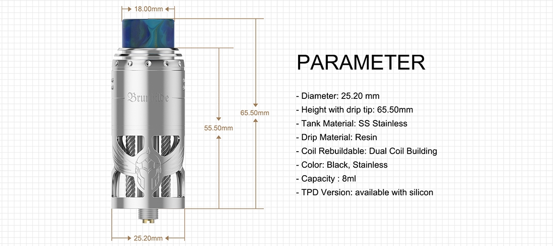 Vapefly Brunhilde Top Coiler RTA Parameters