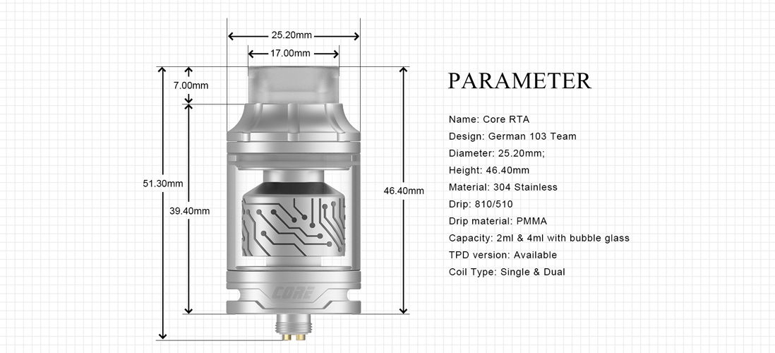 Vapefly Core RTA parameters