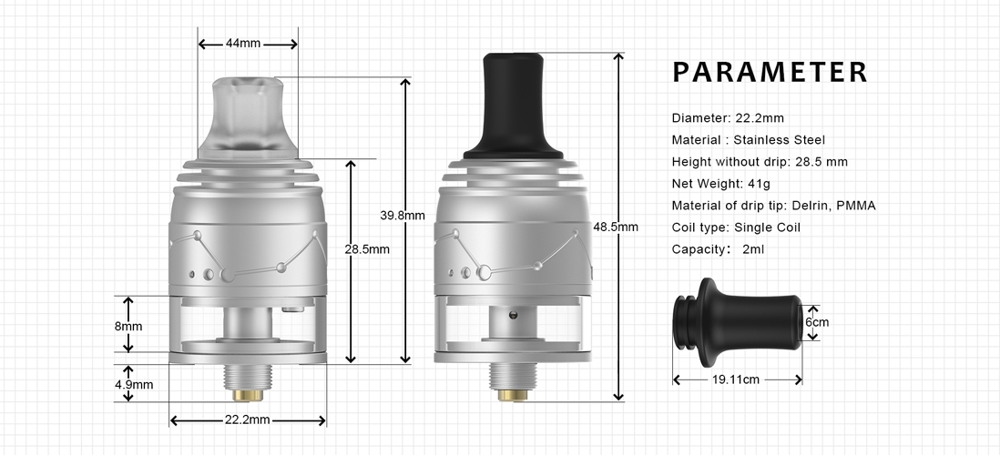 Vapefly Galaxies MTL Squonk RDTA parameters