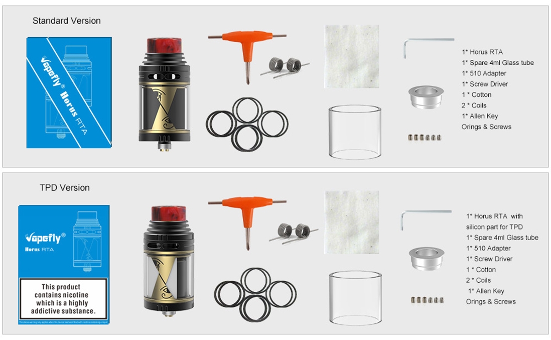 Vapefly Horus RTA Packing List