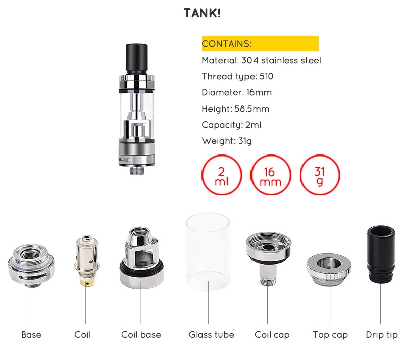 Vapor Storm MINI 16 Kit-Tank Overview