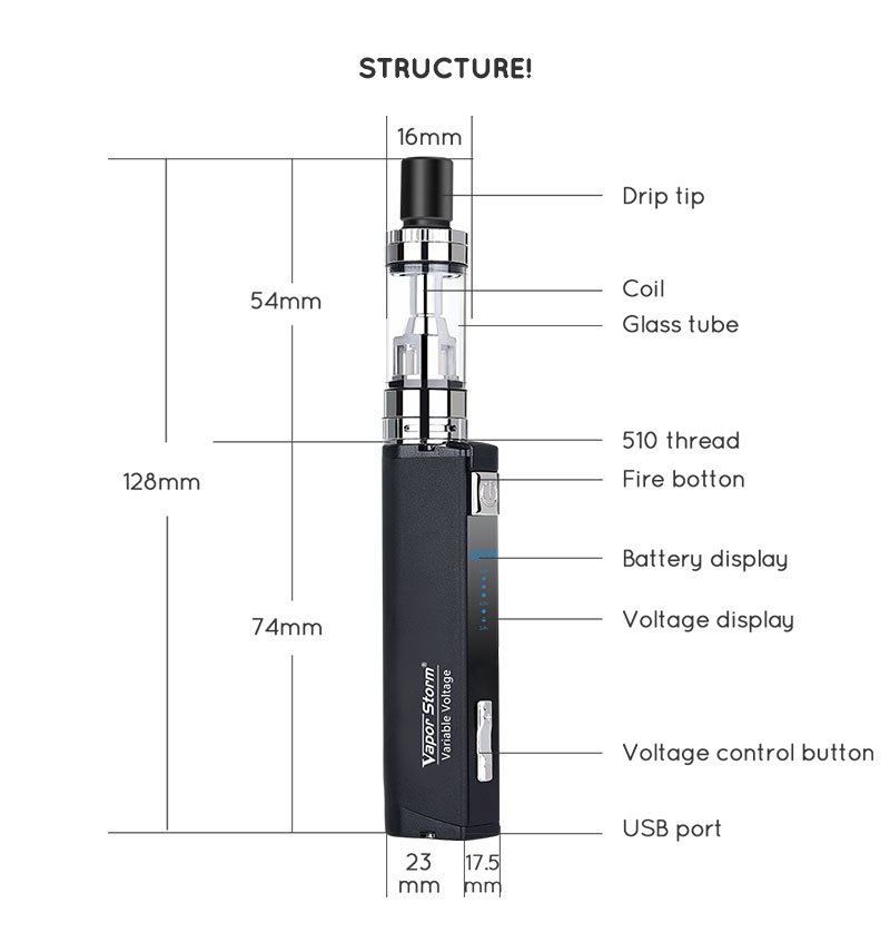 Vapor Storm MINI 16 Kit parameter