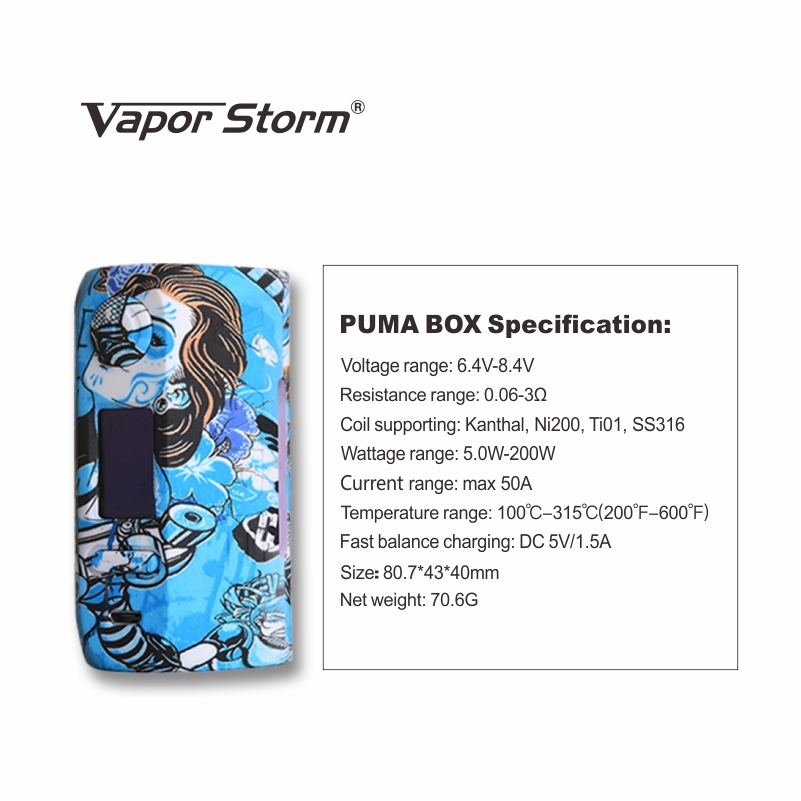 Vapor Storm Puma 200W Box Kit Parameter