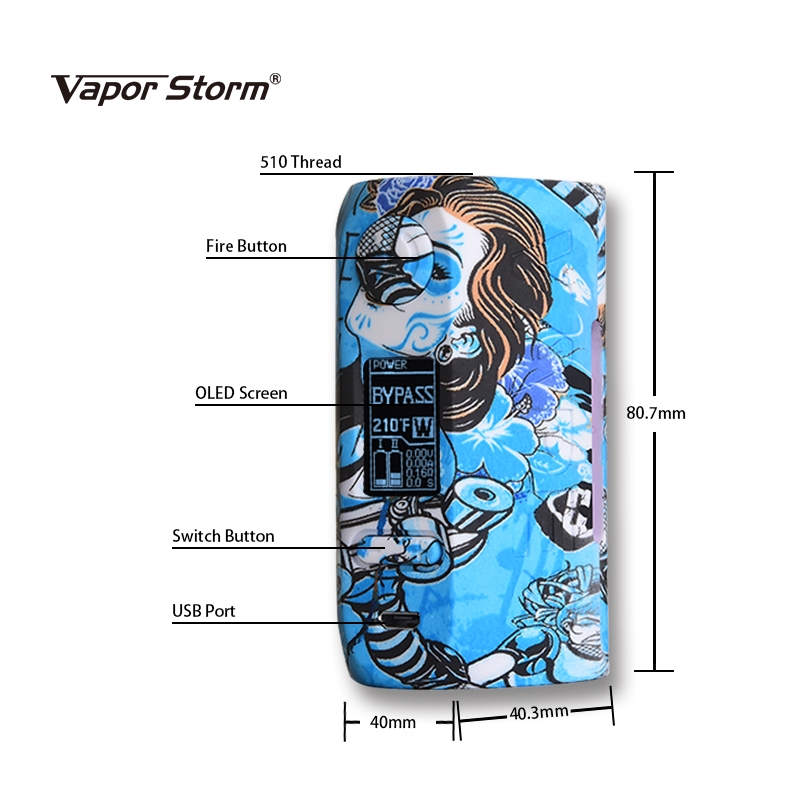 Vapor Storm Puma 200W Box Mod Parameter